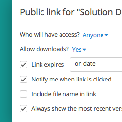 Public Link Settings Screenshot