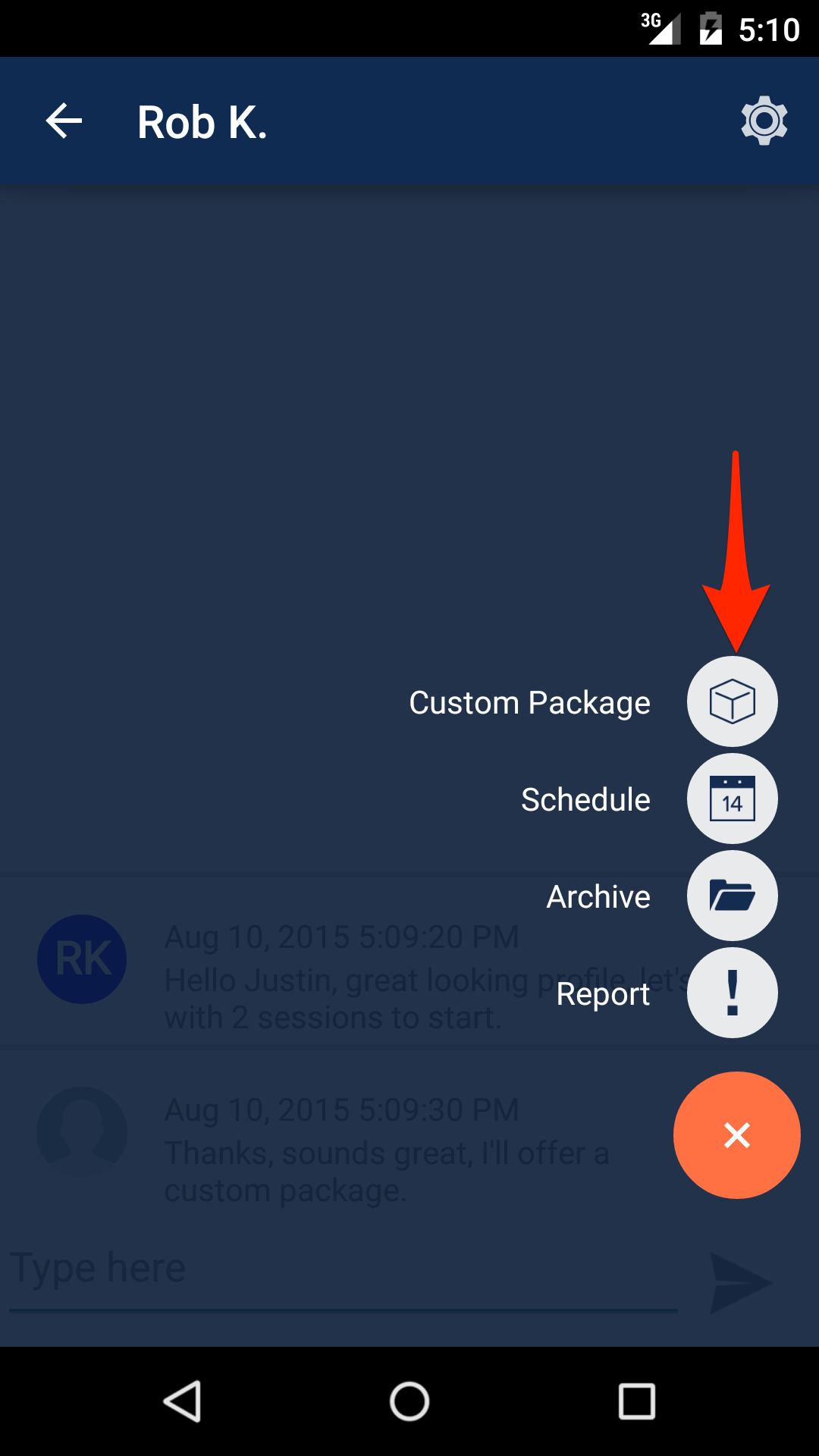Select Custom Package (Android)